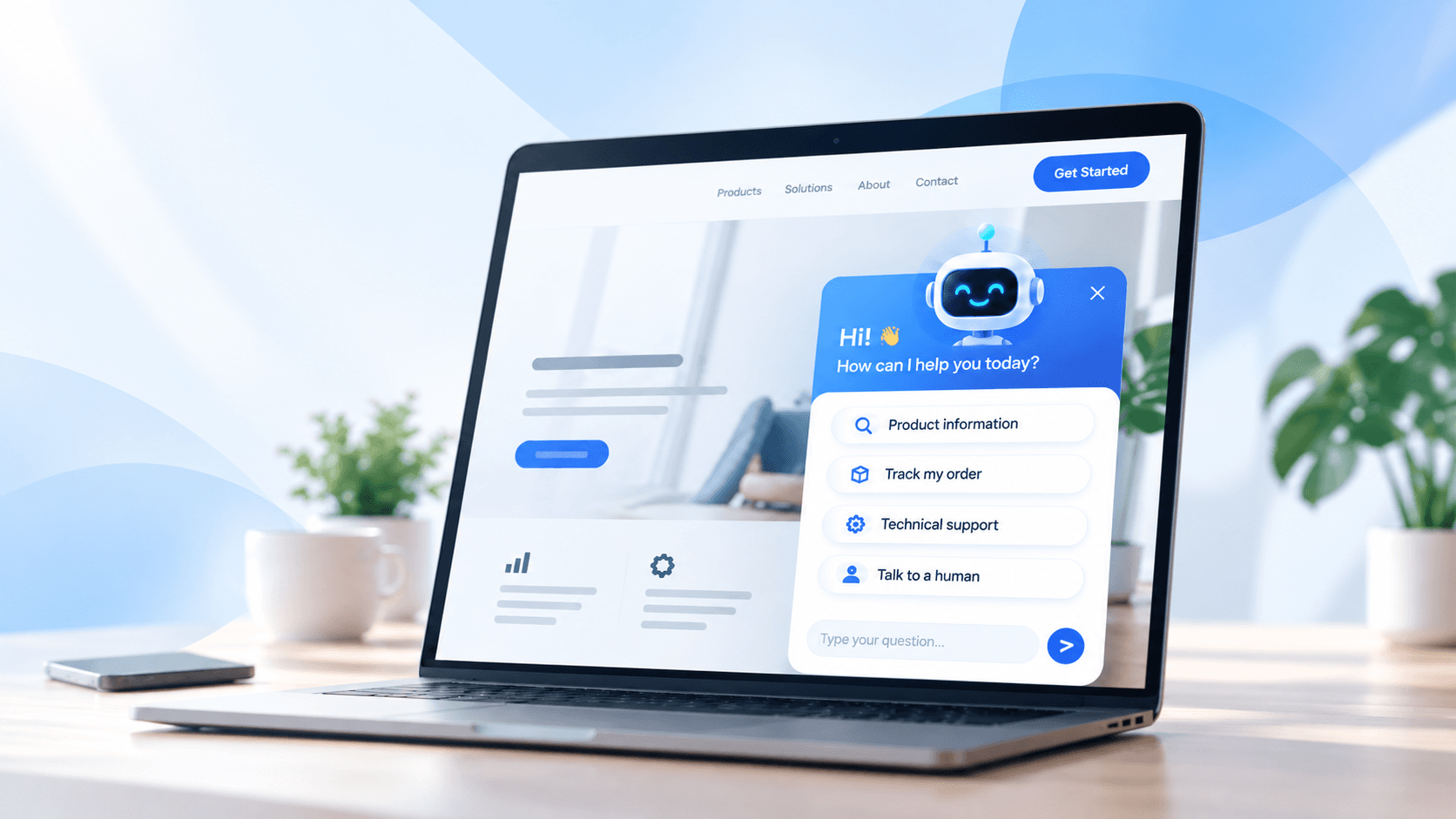 AI customer support chatbot displayed on an online store